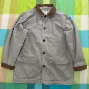 L.L. Bean Beige Chore Coat Utility Barn Jacket Corduroy Collar Men’s